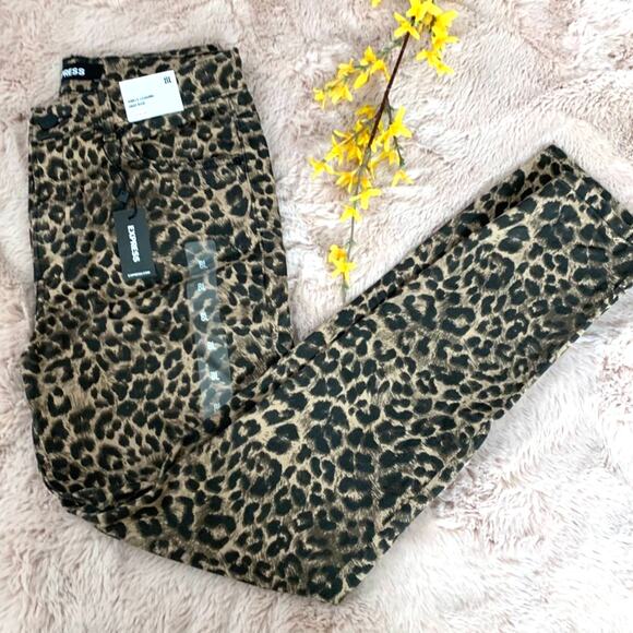 NWT Express Cheetah High-Rise Print Ankle Jeggings Size: 8L - Picture 1 of 13